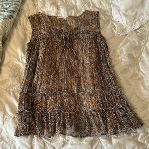 Floreat Anthropologie Babydoll Floral Tie Tunic Top Bohemian Lagenlook Blouse